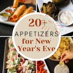 collage of new year's appetizers with text overlay.