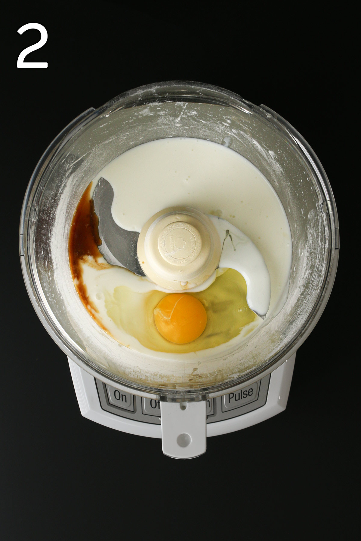 egg, buttermilk, and extract in the food processor bowl.