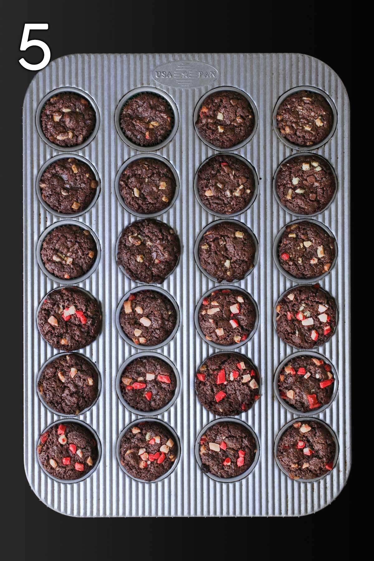 brownie bites baked in mini muffin cups.