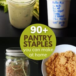 collage of pantry staples with text overlay.