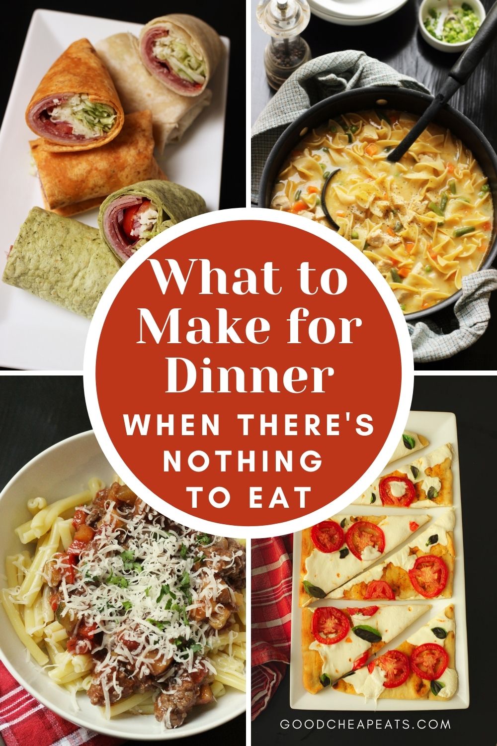 collage of what to make for dinner that's easy with text overlay.