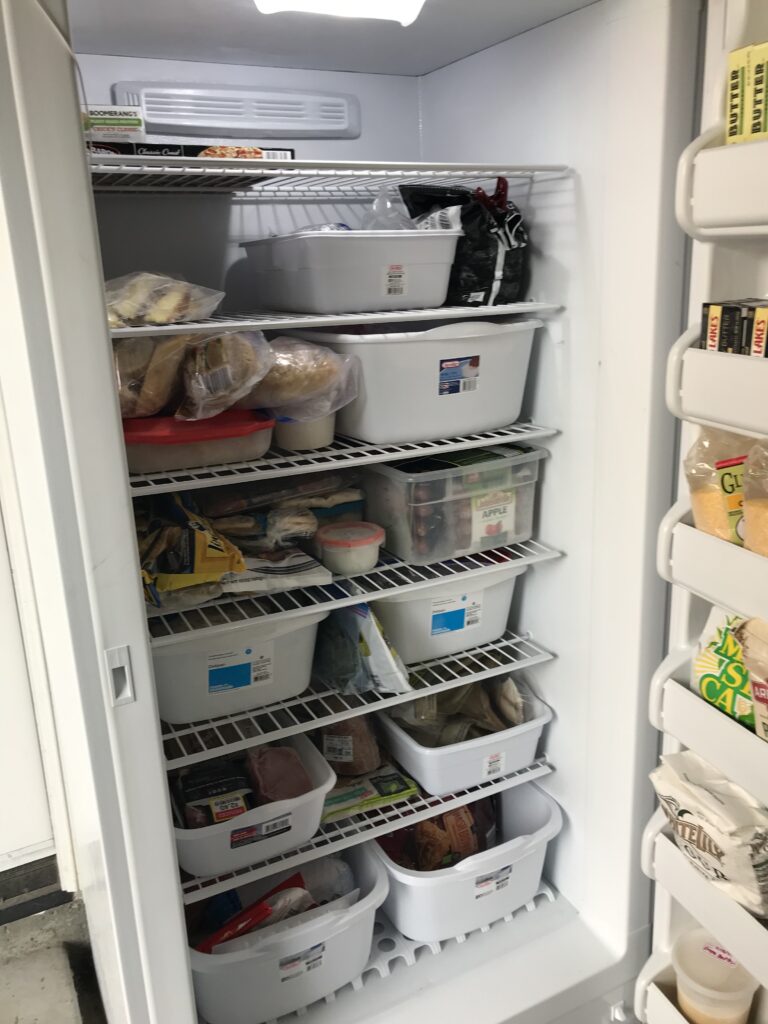 open freezer after pantry challenge.