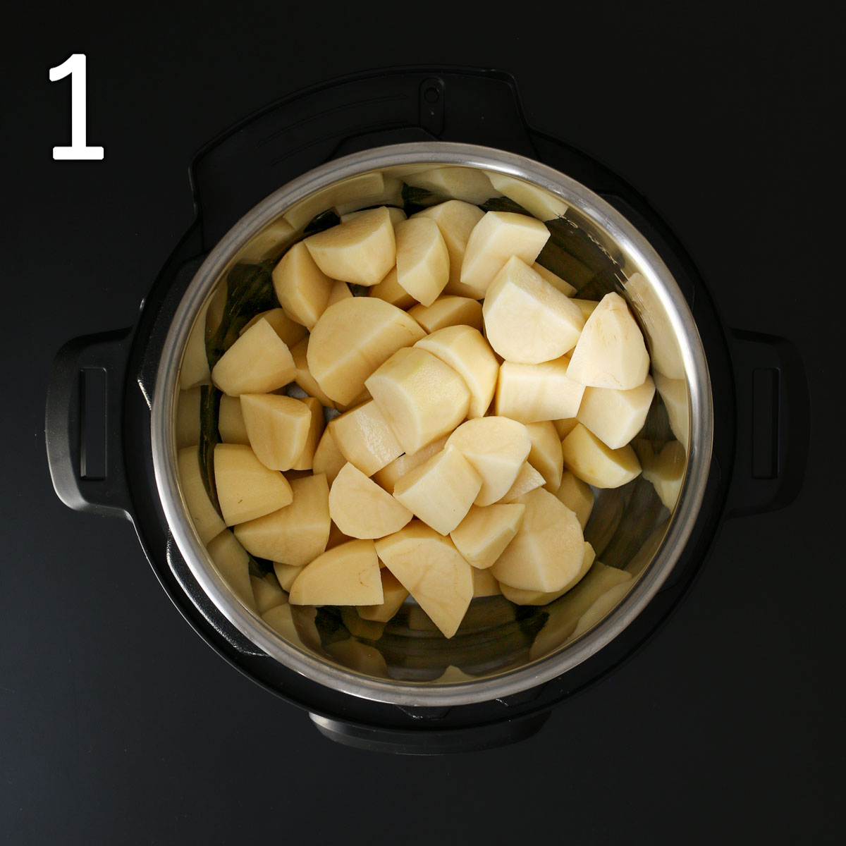 chunks of potato in the instant pot.