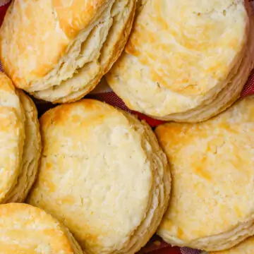 self-rising flour biscuits stacked.