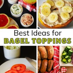 collage of bagel toppings for a bagel bar, with text overlay.