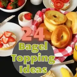 bagel bar with text overlay.