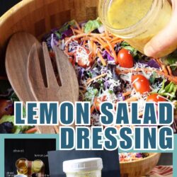 collage of lemon salad dressing images, with text overlay.