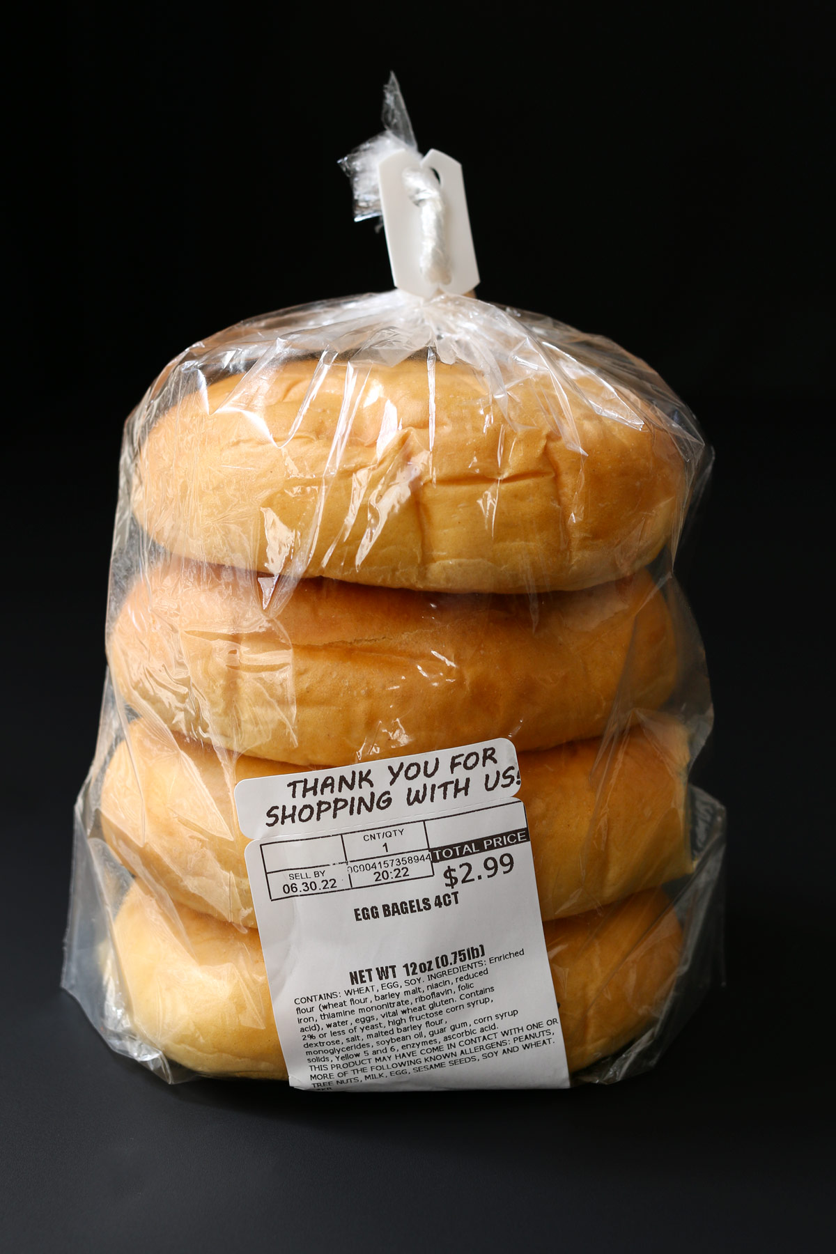 bag of bagels from grocery store.
