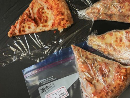Always refridgerate left over pizza in a zip loc bag, not the