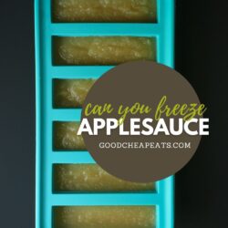 souper cube tray full of applesauce on table, with text overlay.