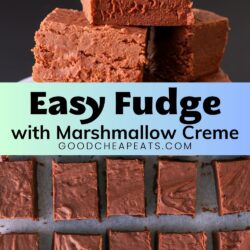 collage of chocolate fudge, with text overlay.