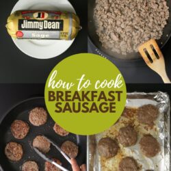 collage of how to cook breakfast sausage.