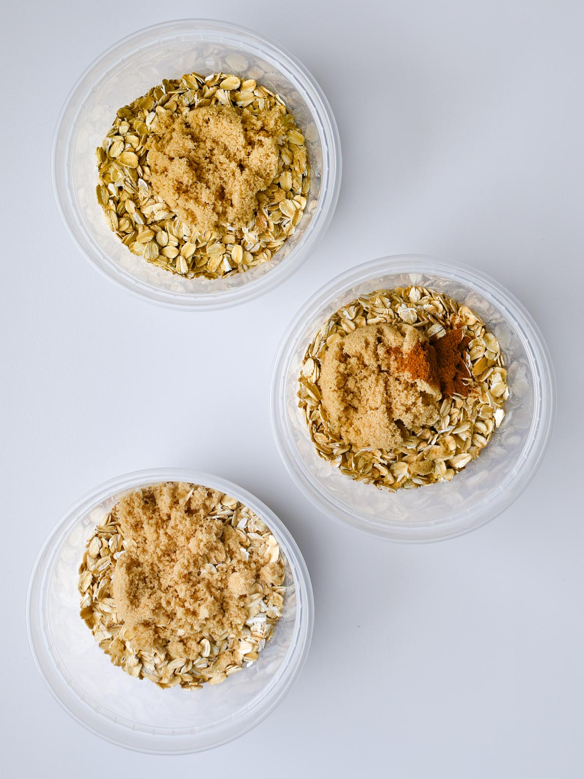 dry ingredients in small bowls.