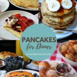 collage of pancake recipes, with text overlay.