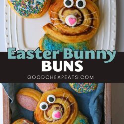 easter bunny buns collage, with text overlay.