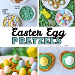 collage of easter egg pretzels, with text overlay.