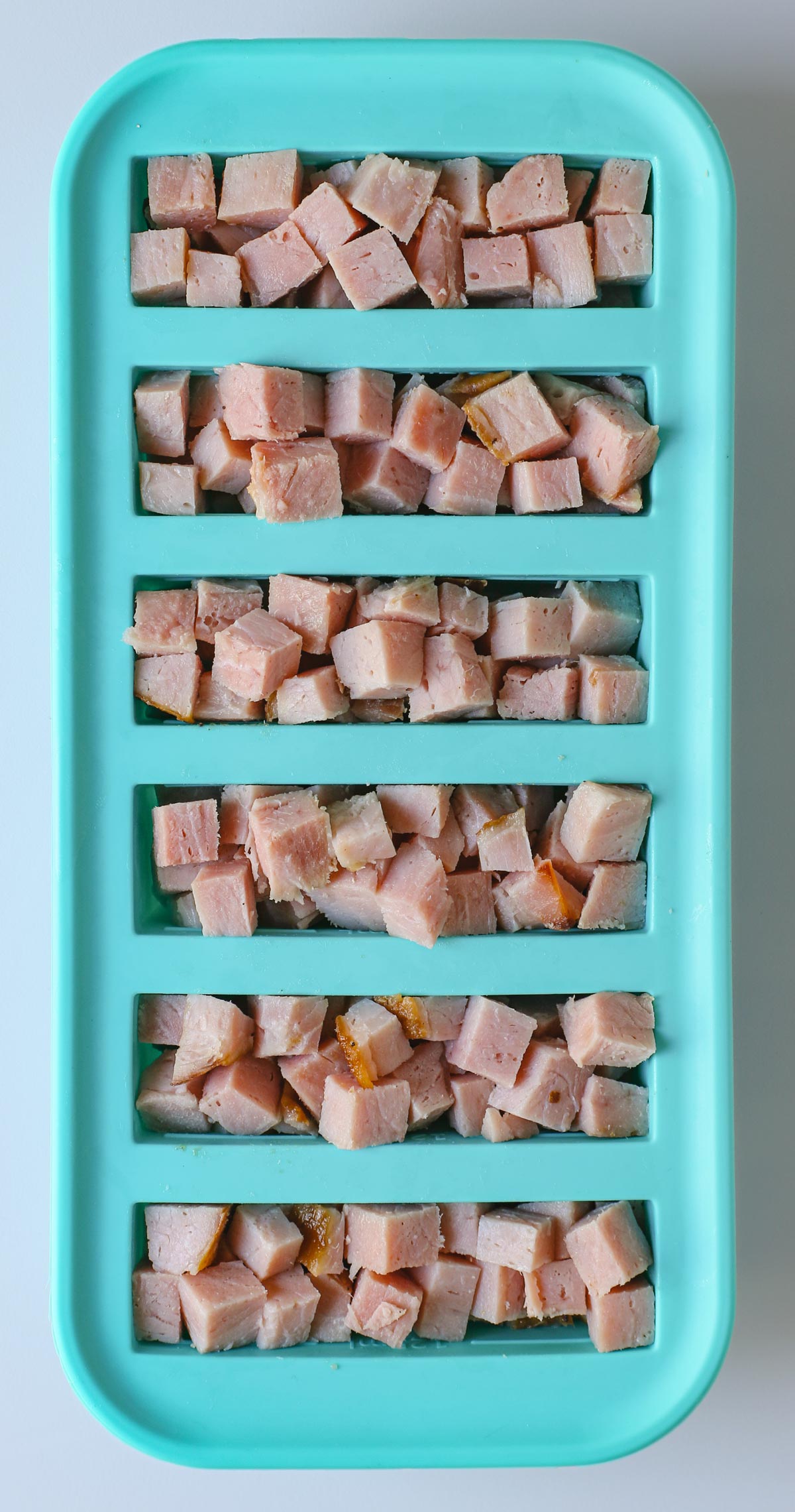 cubed ham in a souper cube.