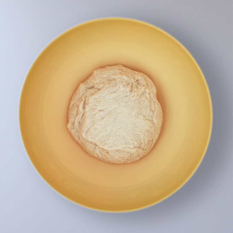dough ball placed in a greased bowl. 