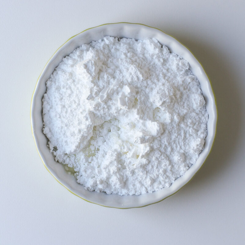 powdered sugar in small dish.
