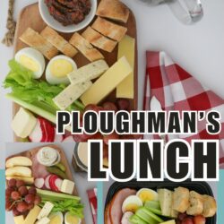 collage of ploughman's lunch platters, with text overlay.