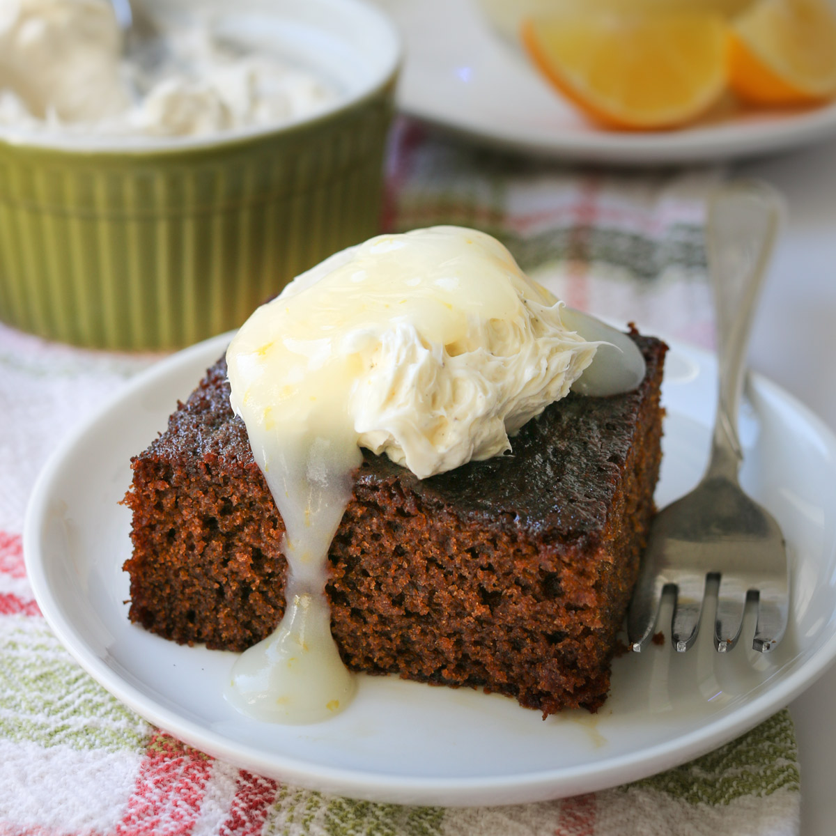 Warm Gingerbread Cake with Lemon Sauce - Elizabeth's Kitchen Diary