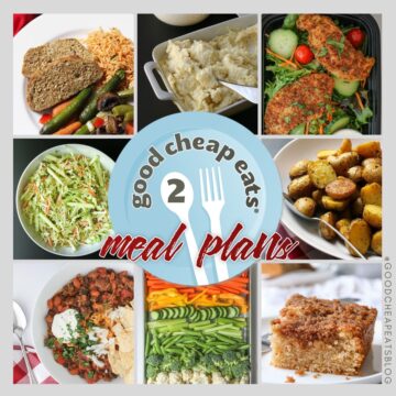 collage of recipes in meal plan 2, with text overlay.