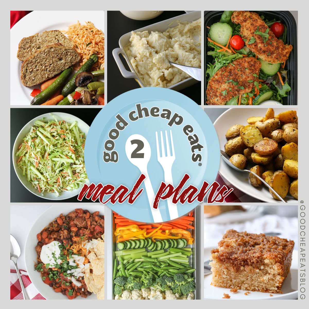 collage of recipes in meal plan 2, with text overlay.