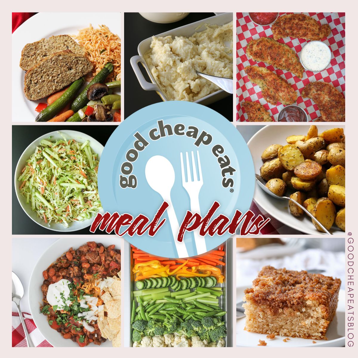 collage of recipes included in meal plan 2.