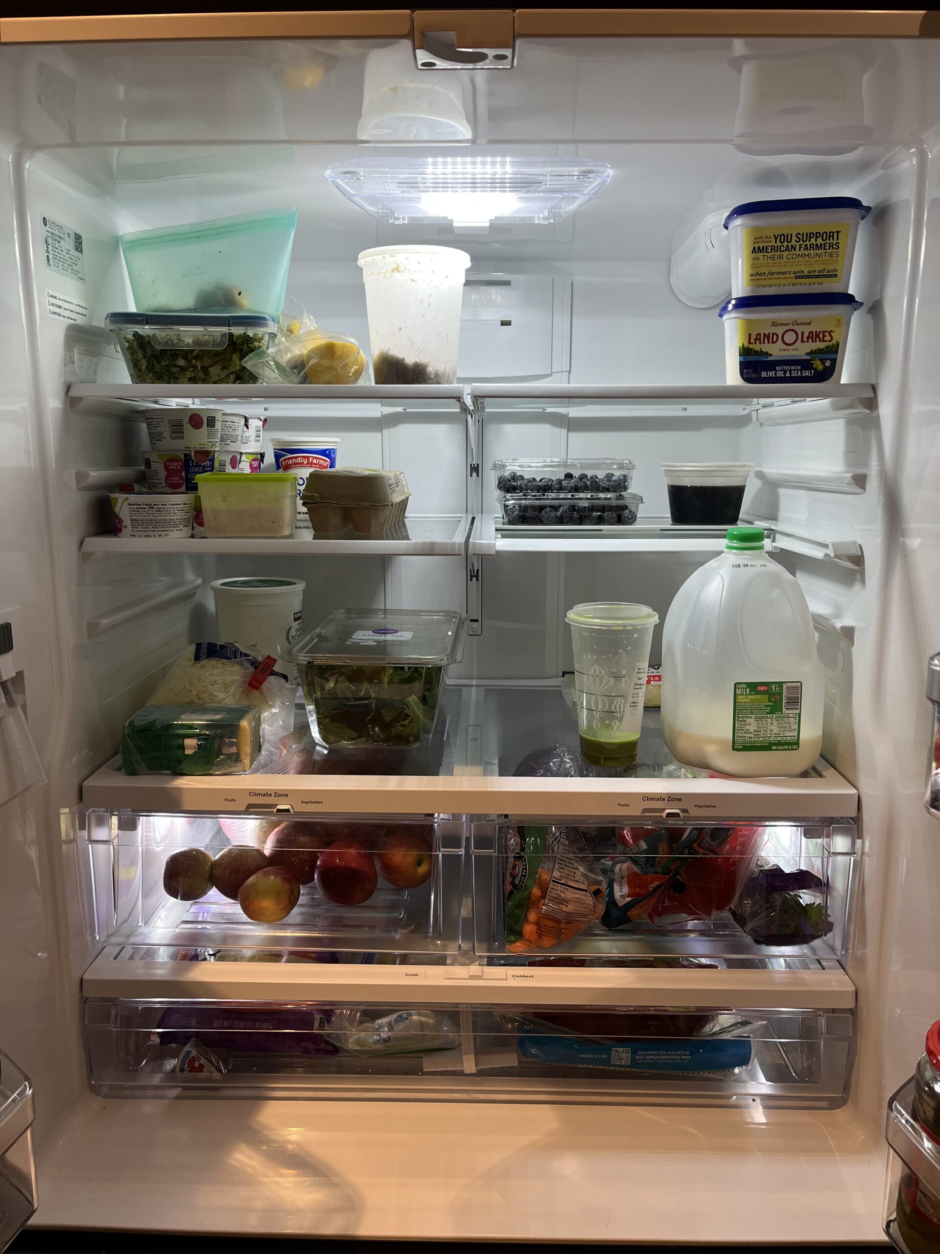 Clean and mostly not full fridge.