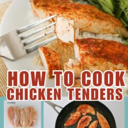 collage of chicken tenders images, with text overlay.