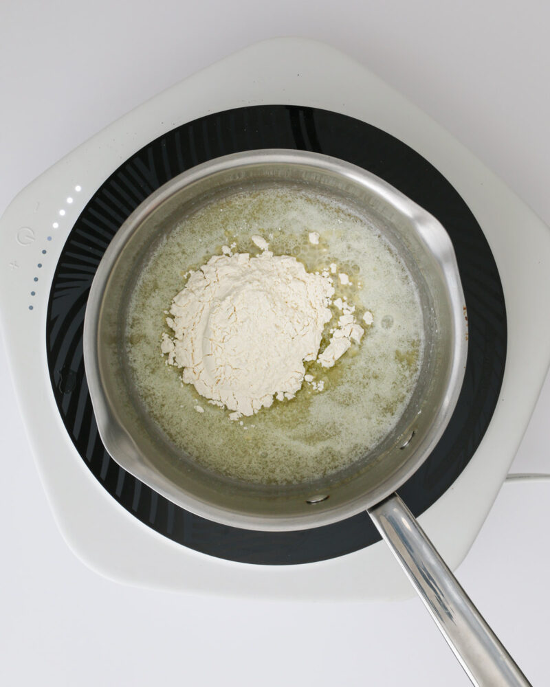 melted butter and flour in saucepan.