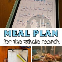 collage with text overlay of monthly meal planning images.
