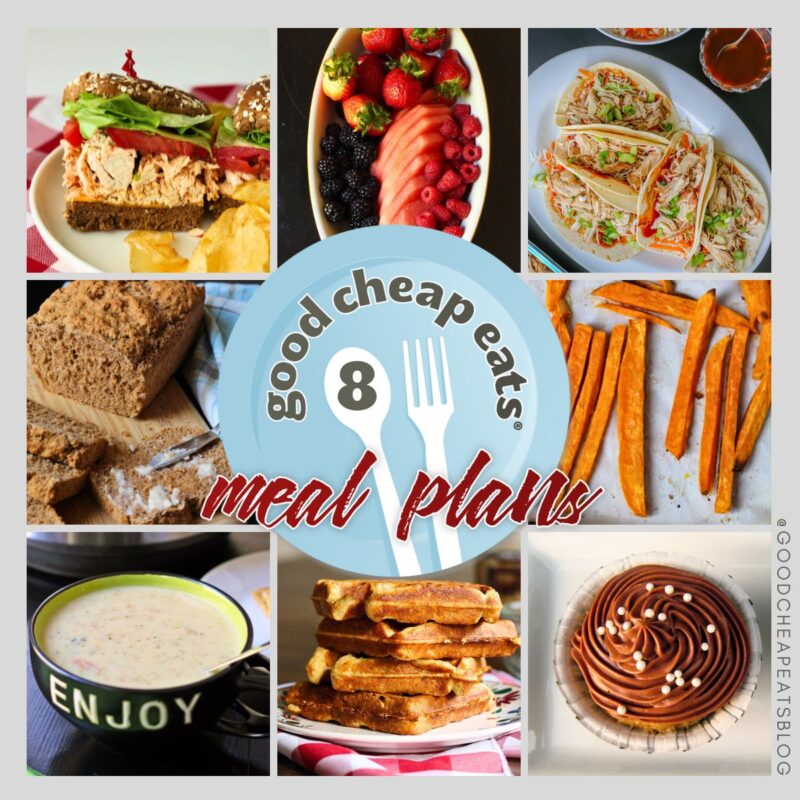 collage of recipes included in meal plan 8, with text overlay