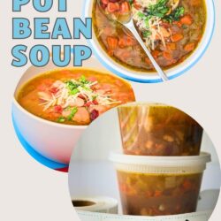 images of instant pot bean soup with text overlay.