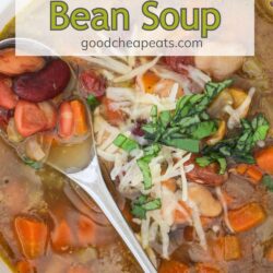 instant pot bean soup with text overlay.