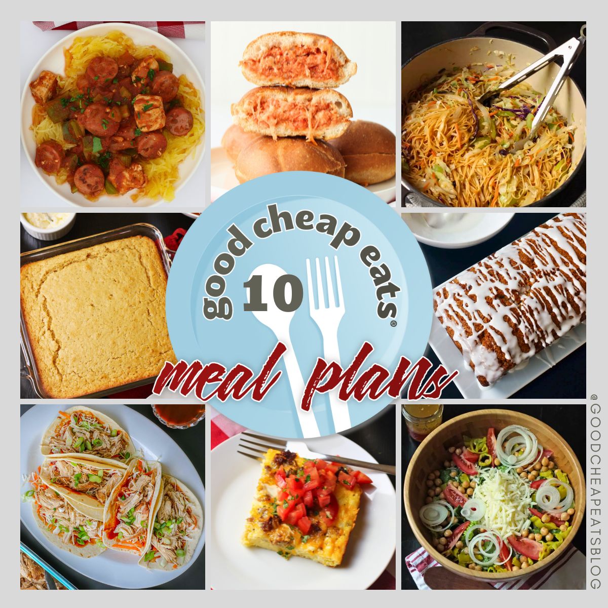 collage of recipes included in meal plan 10.