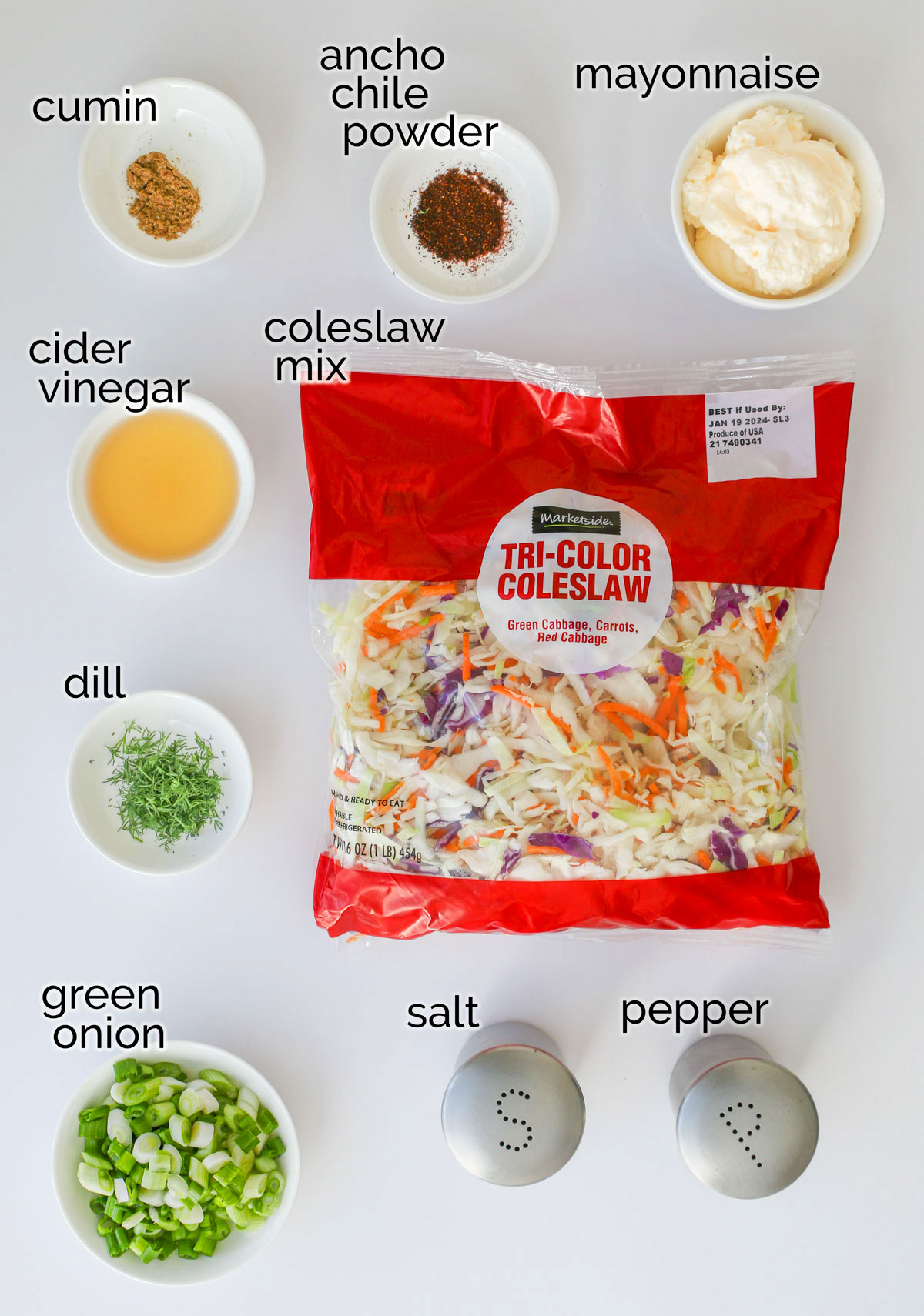 ingredients to make homemade coleslaw.