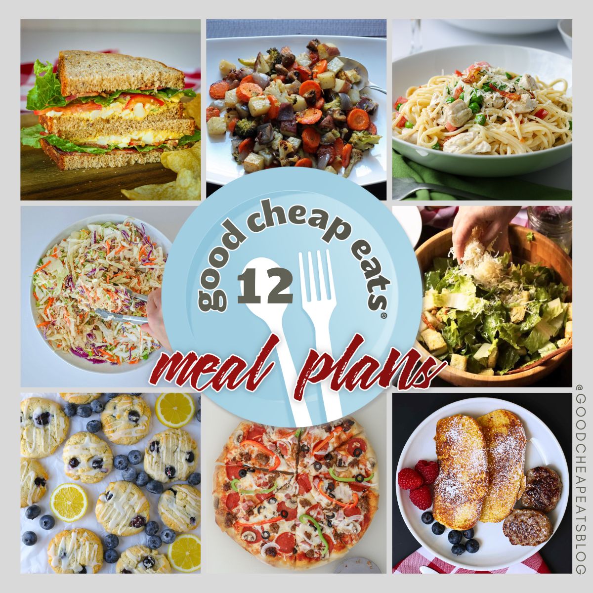 collage of recipes included in meal plan 12.