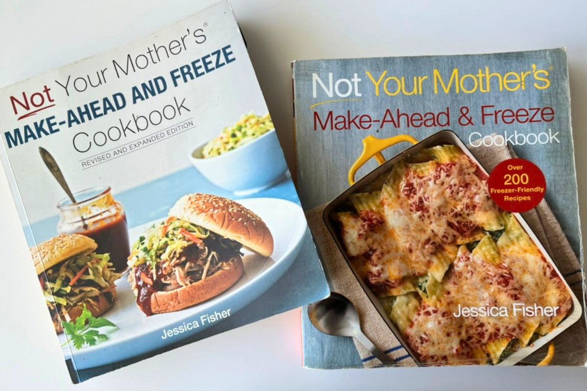 both copies of not your mother's make-ahead and freeze cookbooks, 1st and 2nd editions.