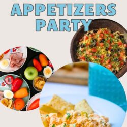 collage of appetizers, with text overlay.