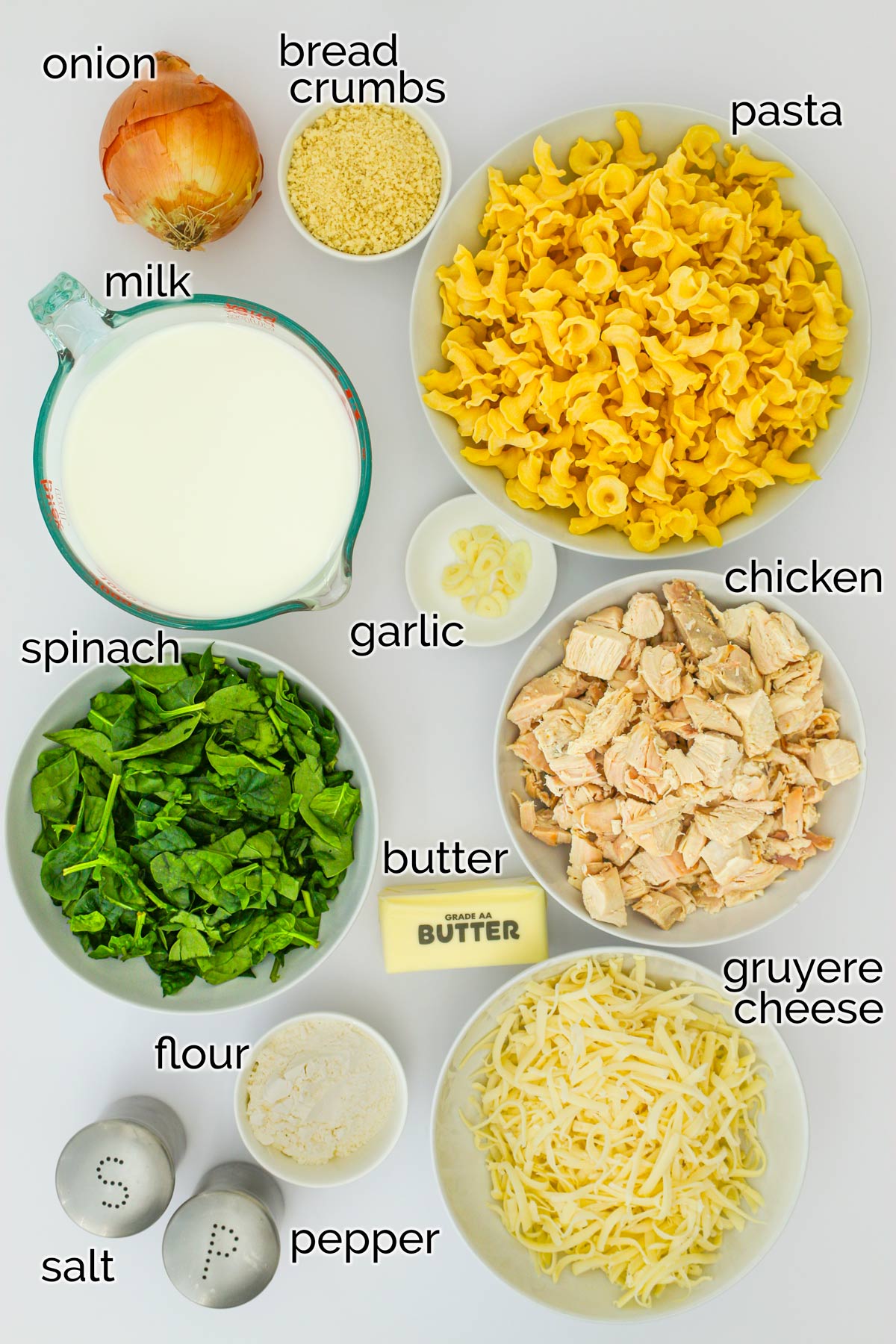 ingredients to make chicken florentine casserole.