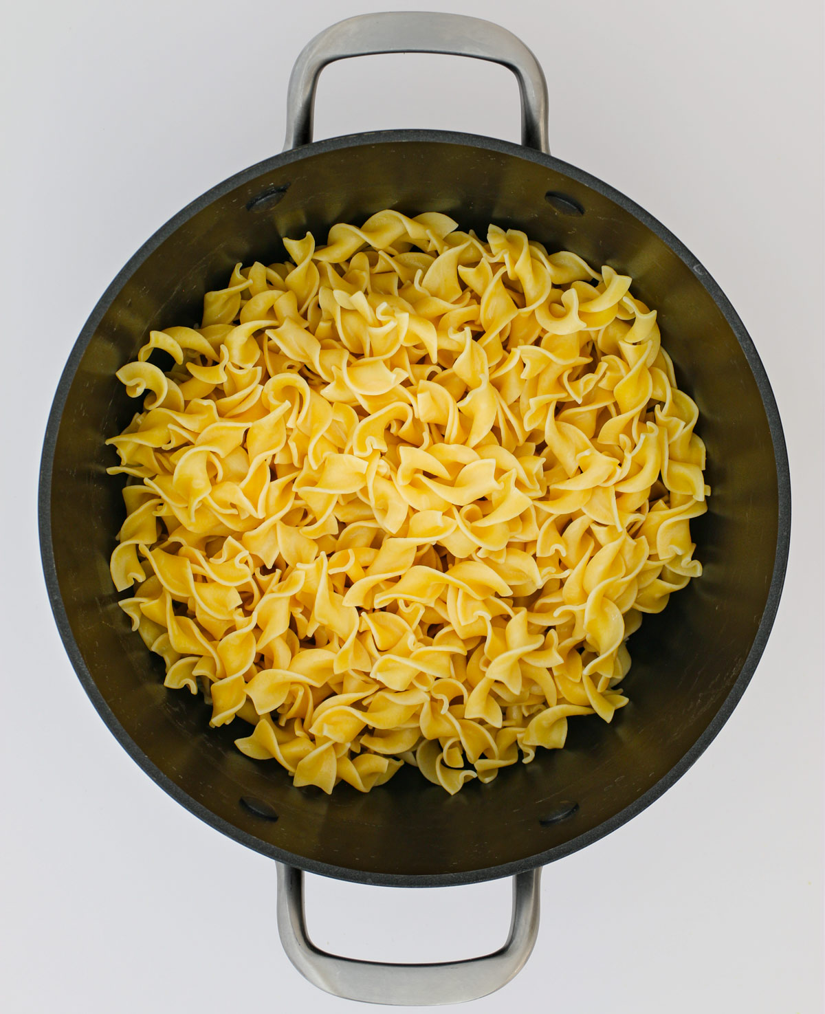 cooked noodles in large pot.