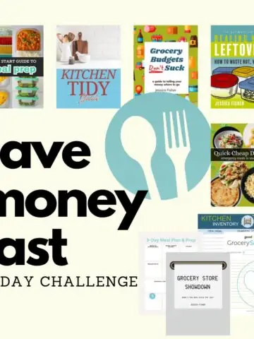 collage of images in 10-day save money fast challenge.