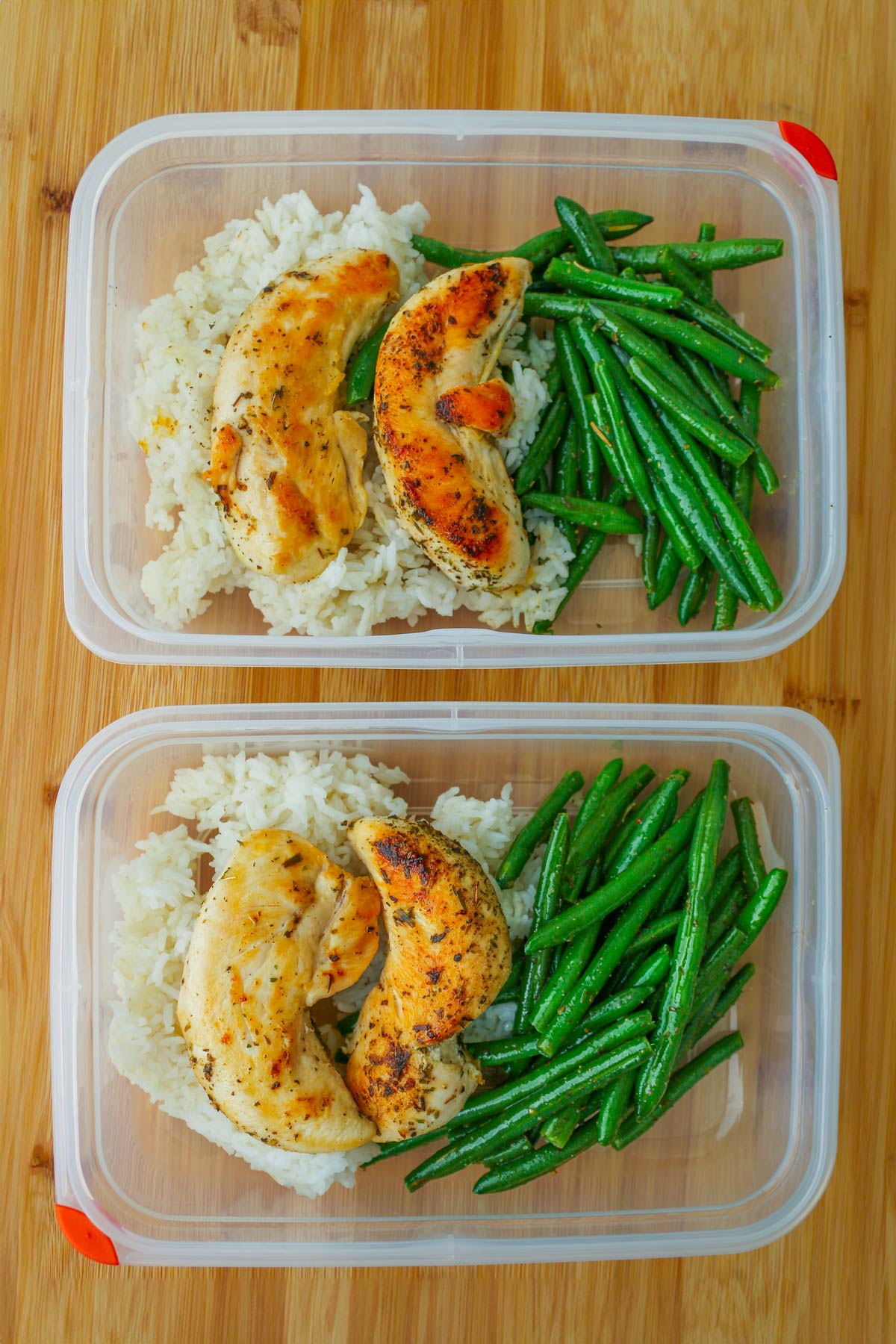 chicken and green beans as a meal prep.