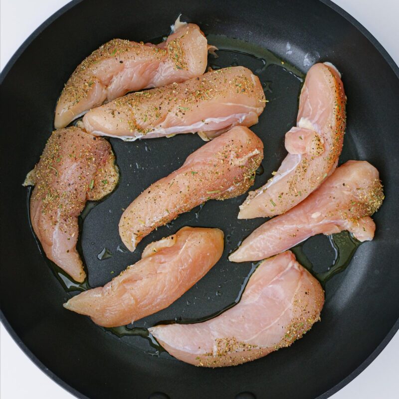 chicken in skillet.