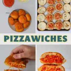 collage of pizzawiches images with text overlay.