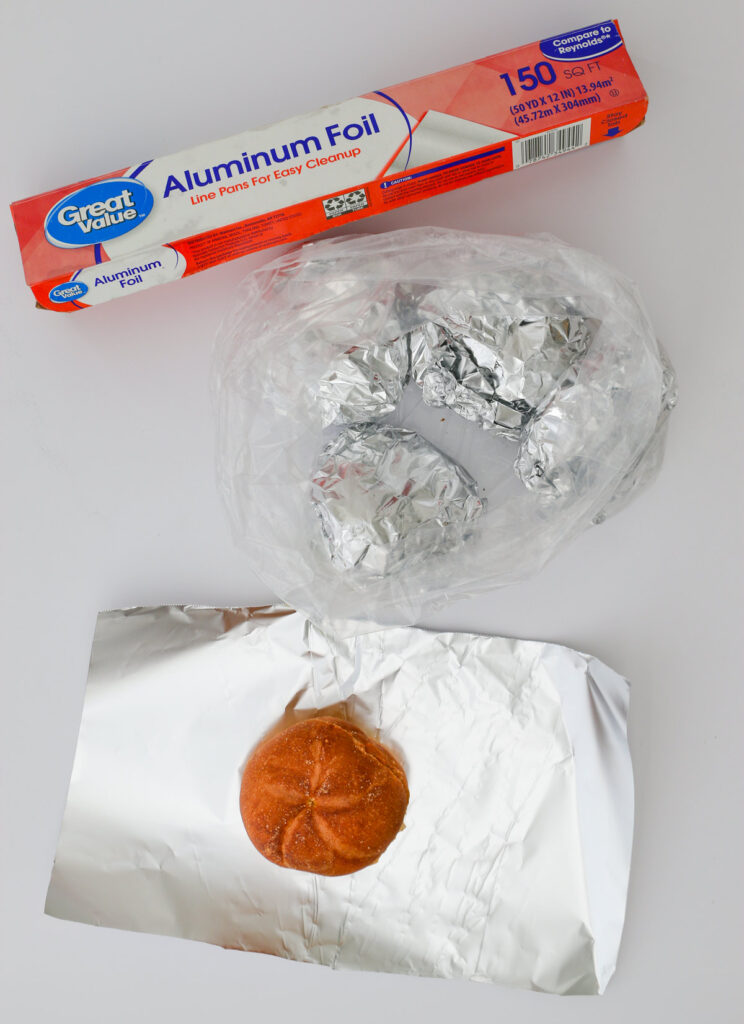 wrapping the rolls in foil to freeze.