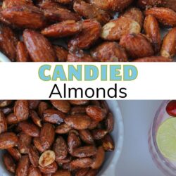 collage of candied almonds, with text overlay.