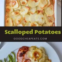 collage of scalloped potatoes pictures, with text overlay.