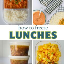 collage of easy freezer lunches, with text overlay.